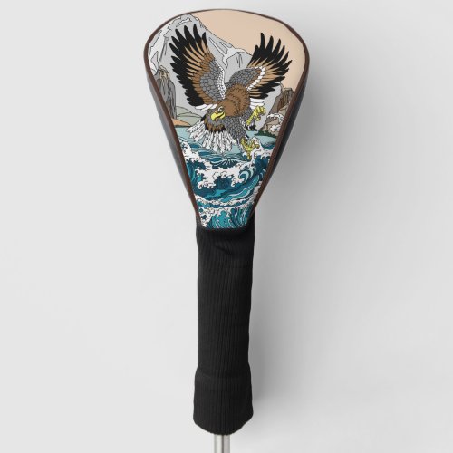 Eagle Flying Low Over Stormy Sea Golf Head Cover