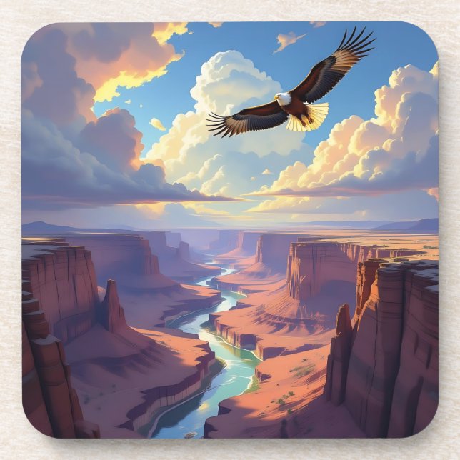 Eagle Flying over a Canyon Beverage Coaster (Front)