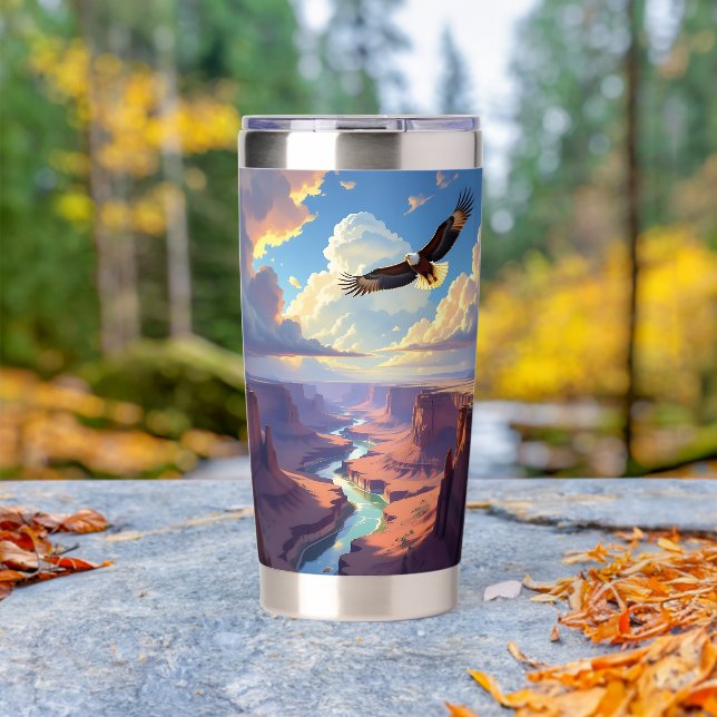 Eagle Flying over a Canyon Insulated Tumbler (Outdoor (Rotated))