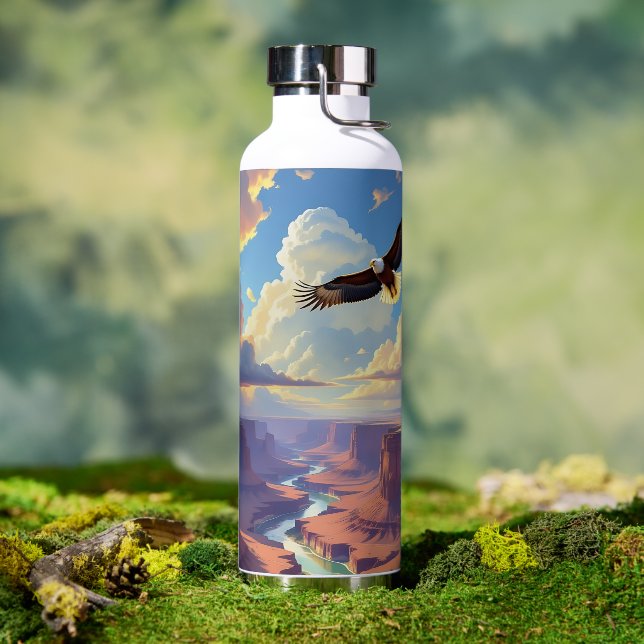 Eagle Flying over a Canyon Water Bottle (Outdoor)