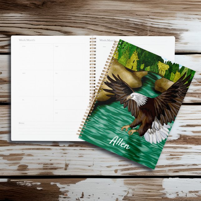 Eagle Flying Over River and Mountains Personalized Planner (Creator Uploaded)