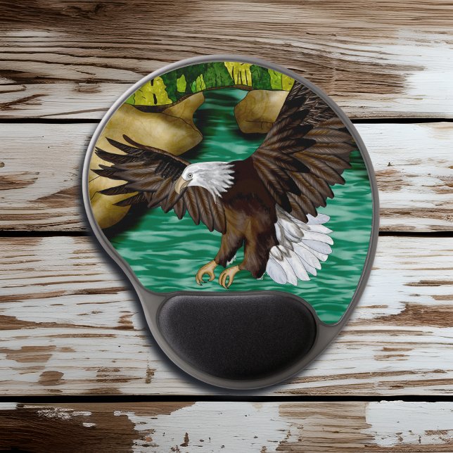 Eagle Flying over River in the Mountains   Gel Mouse Pad (Creator Uploaded)