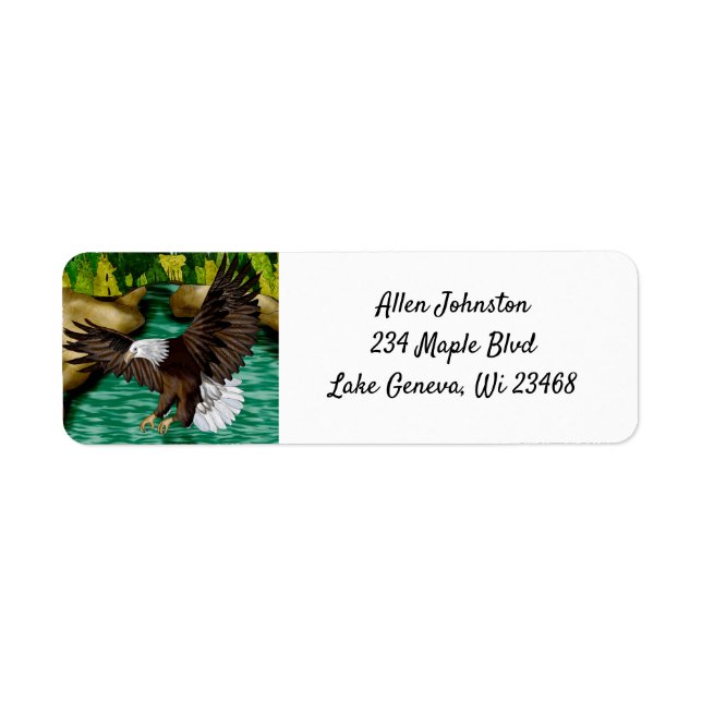 Eagle Flying over River in the Mountains   Label (Front)