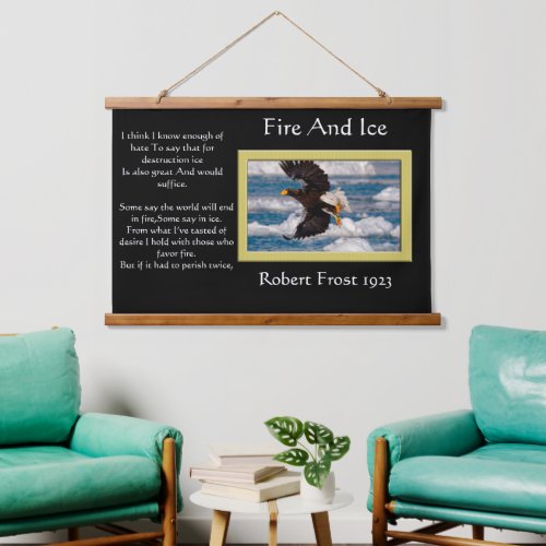 Eagle flying over the ocean with ice  hanging tapestry