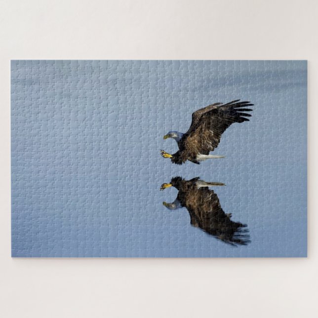 Eagle flying over water jigsaw puzzle (Horizontal)