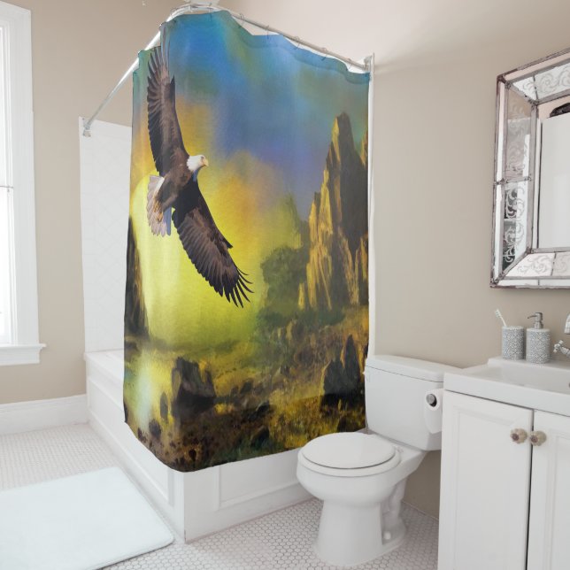 Eagle Flying Shower Curtain (In Situ)