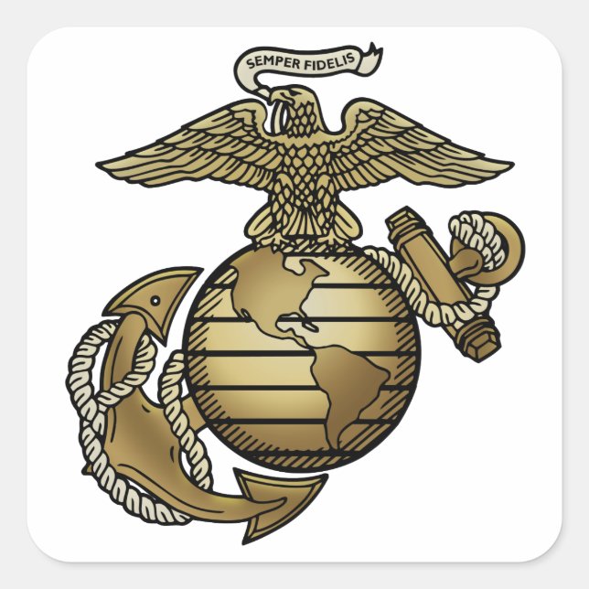 Eagle Globe Anchor Square Sticker (Front)