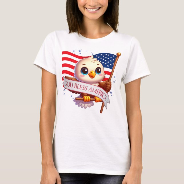 Eagle God Bless America USA Flag Patriotic 🦅🇺🇸  T-Shirt (Front)