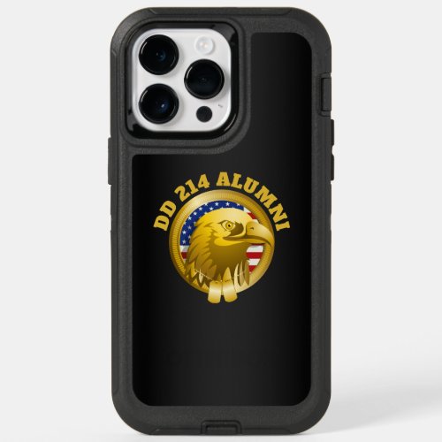 Eagle Gold Emblem USA Flag  DD 214 Alumni Black OtterBox iPhone 14 Pro Max Case