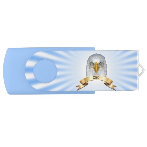 Eagle  golden ribbon on blue white rays flash drive