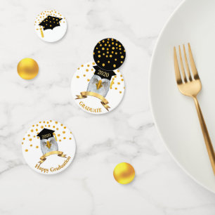 Eagle Graduation in Black & Gold Table Confetti
