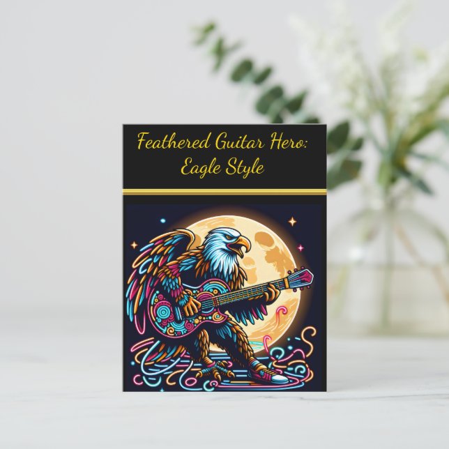 Eagle Guitarist Under Moonlight Postcard (Standing Front)