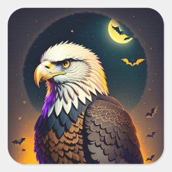 Eagle Halloween  Square Sticker by Theraven14 at Zazzle