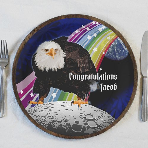 Eagle Has Landed Rainbow Cool Space Lunar Collage Paper Plates