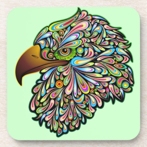 Eagle Hawk Psychedelic Design Cork Coaster