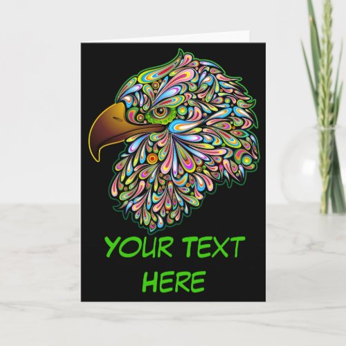 Eagle Hawk Psychedelic Design greeting card