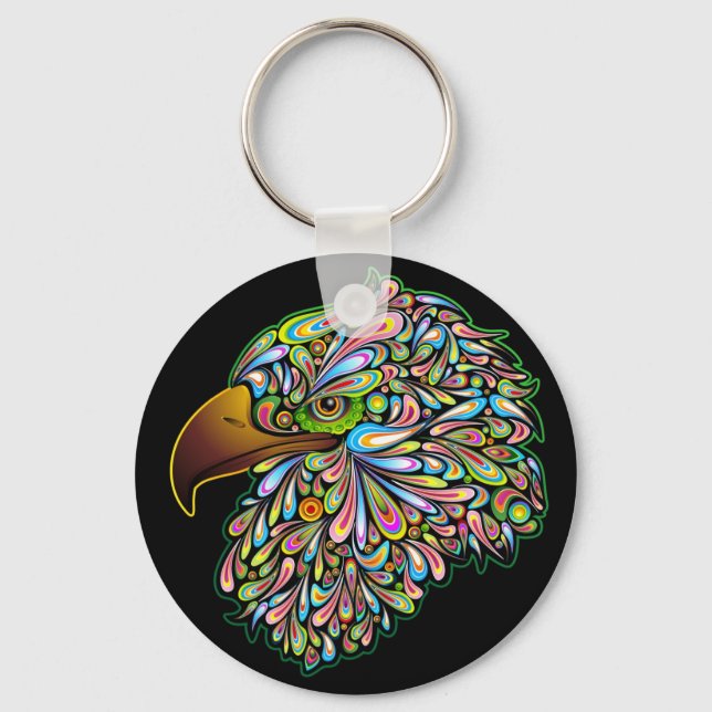 Eagle Hawk Psychedelic Design Keychain (Front)