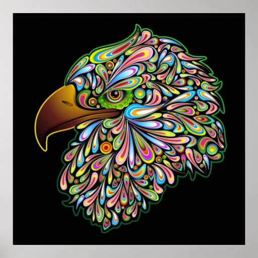 Eagle Hawk Psychedelic Design Poster | Zazzle