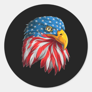 Eagle Head American Flag Patriotic 4th of July Classic Round Sticker