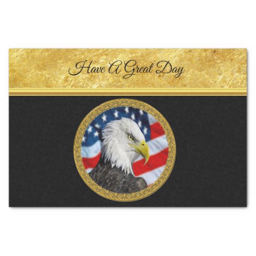 Eagle head  and a American flag gold foil design Tissue Paper