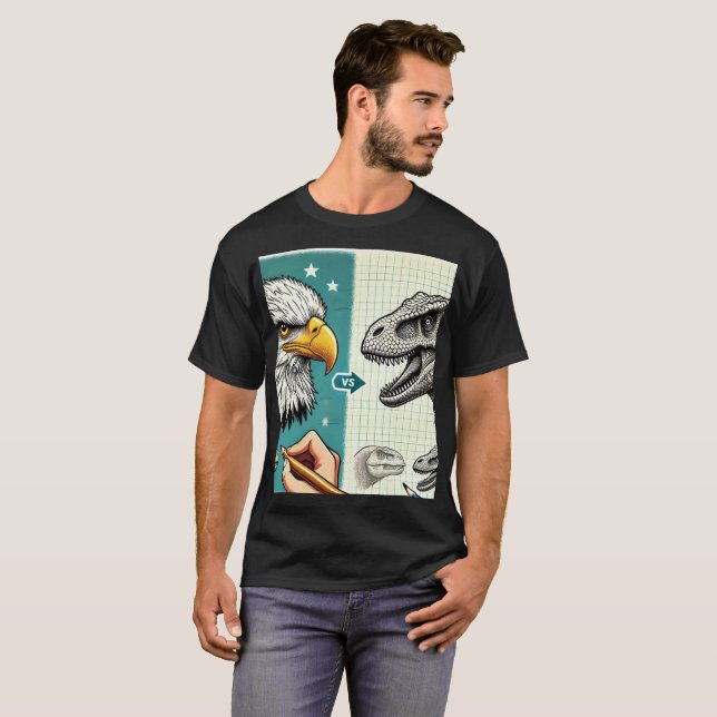 Eagle Head and Dinosaur Coloring T-Shirt (Front Full)
