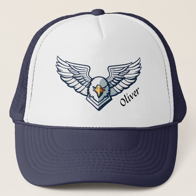 Eagle Head and Wings Emblem Trucker Hat (Front)