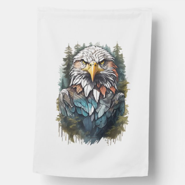 Eagle Head in Forest House Flag (Front)