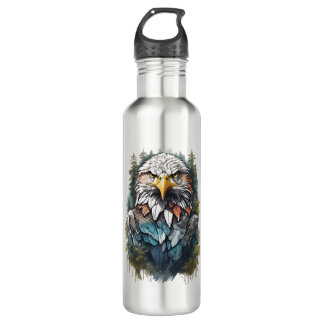 Eagle Head in Forest Stainless Steel Water Bottle