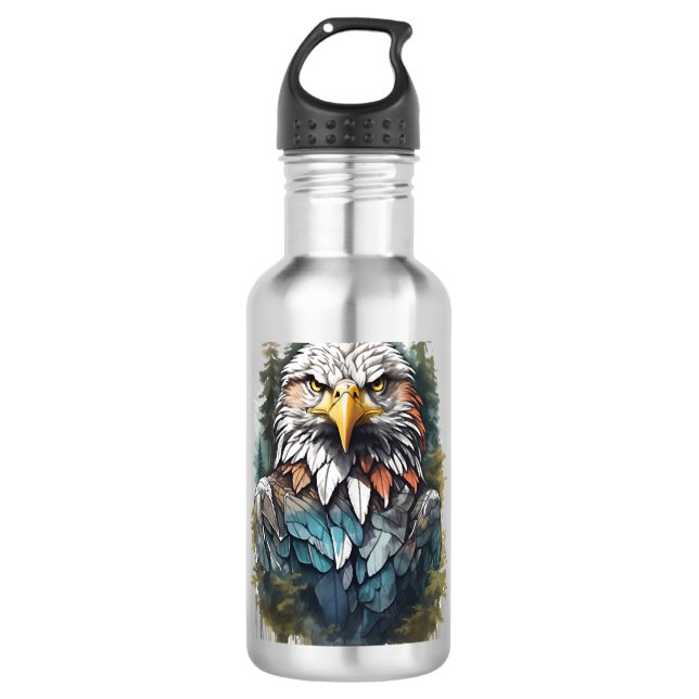 Eagle Head in Forest Stainless Steel Water Bottle (Front)