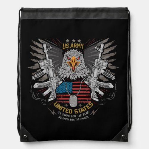 eagle head usa america country with gun weapon ak_ drawstring bag