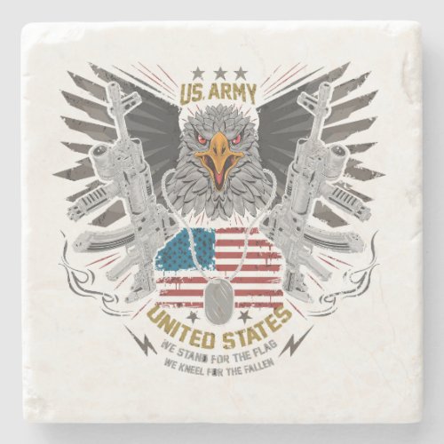 eagle head usa america country with gun weapon ak_ stone coaster