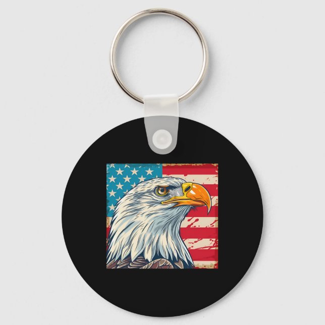 Eagle Head Usa Flag Us Flag  Keychain (Front)