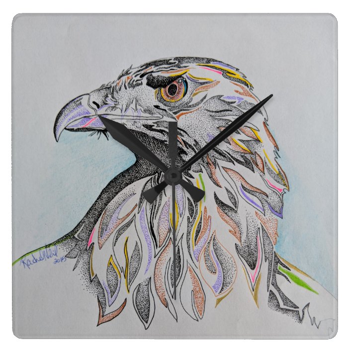 Eagle Head Wild Eagle Wild Bird Bald Eagle Art Square Wall Clock
