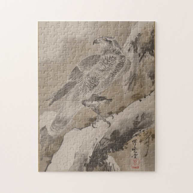 Eagle Holding Small Bird ca. 1887 Kawanabe Kyōsai Jigsaw Puzzle (Vertical)