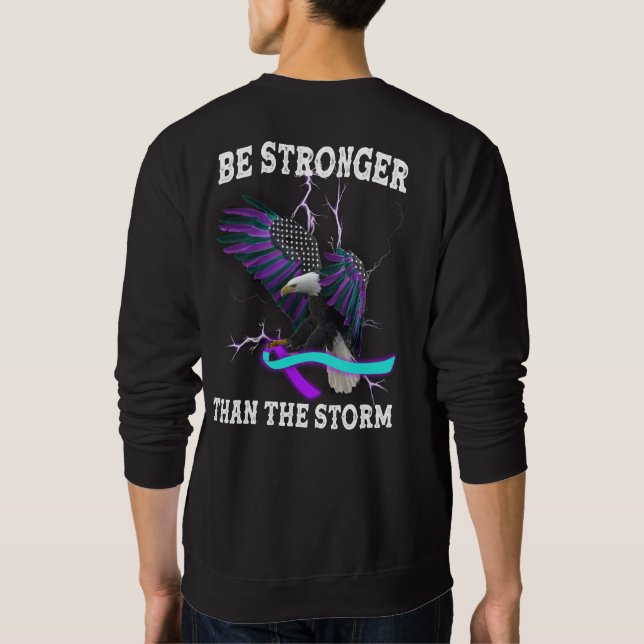 Eagle I Wear Teal And Purple Suicide Prevention Sweatshirt (Back)