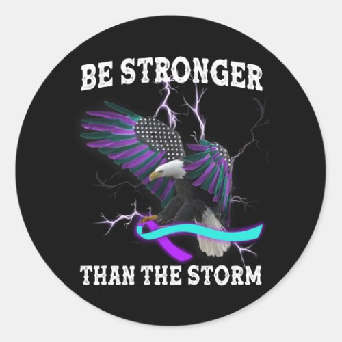 Eagle I Wear Teal And Purple Suicide Prevention T_ Classic Round Sticker