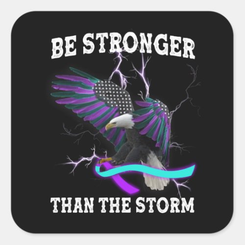 Eagle I Wear Teal And Purple Suicide Prevention T_ Square Sticker