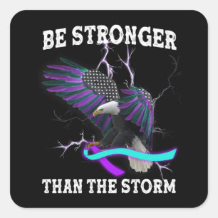 Eagle I Wear Teal And Purple Suicide Prevention T- Square Sticker