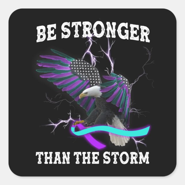 Eagle I Wear Teal And Purple Suicide Prevention T- Square Sticker (Front)