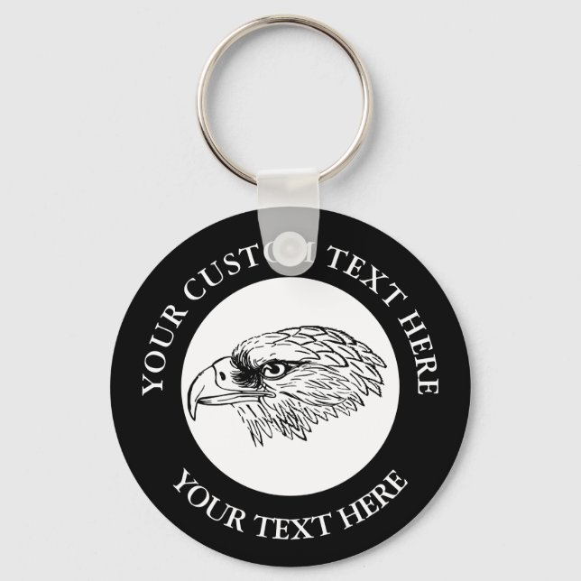 Eagle Icon Logo Custom Text  Keychain (Front)