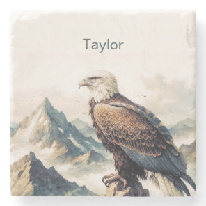 Eagle Illustration Personalized  Stone Coaster
