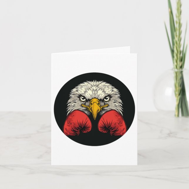 Eagle In Boxing Gloves For A Cool Boxer Statement  Card (Front)