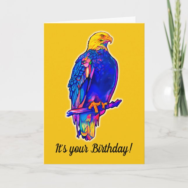 Eagle in Colors Happy Birthday Card (Front)