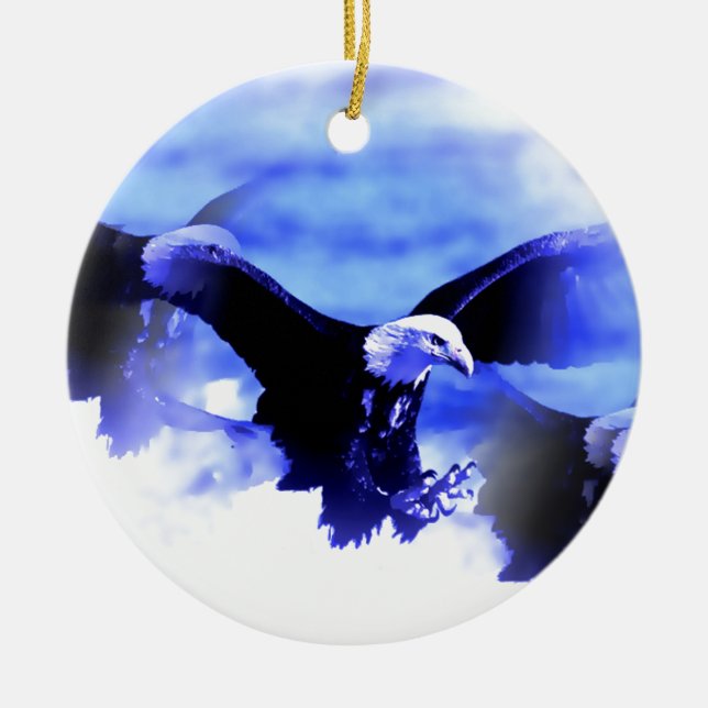 Eagle in Flight Ceramic Ornament (Front)
