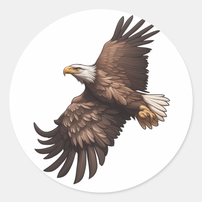 Eagle in flight classic round sticker (Front)