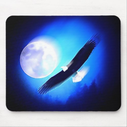 Eagle in Flight  Full Moon Mouse Pad