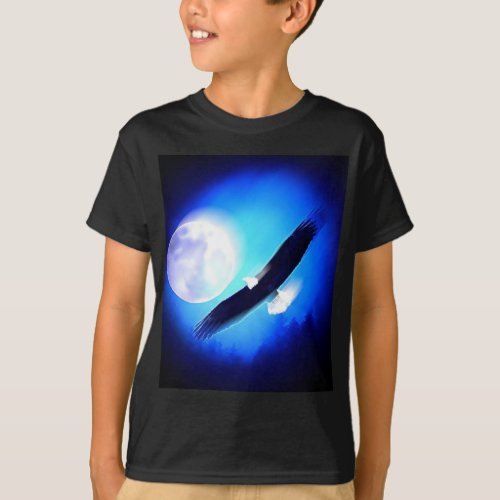 Eagle in Flight  Full Moon T_Shirt