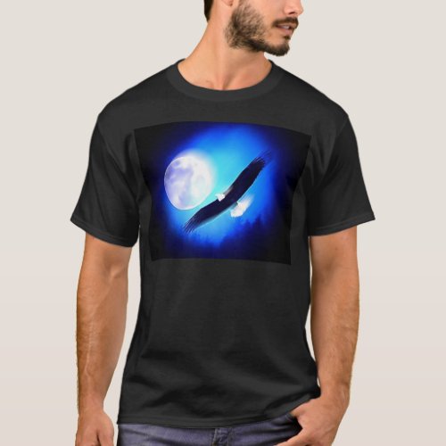 Eagle in Flight  Full Moon T_Shirt