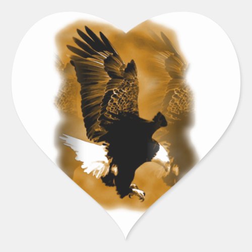 Eagle in Flight Heart Sticker