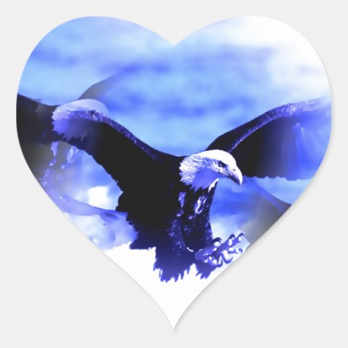 Eagle in Flight Heart Sticker